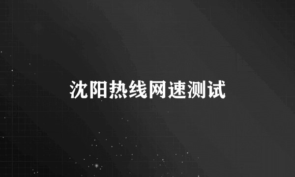 沈阳热线网速测试
