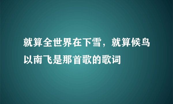 就算全世界在下雪，就算候鸟以南飞是那首歌的歌词