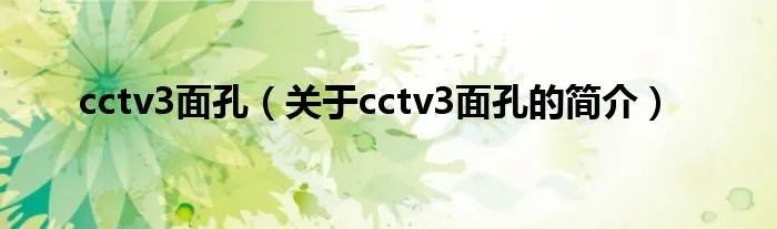 cctv3面孔（关于cctv3面孔的简介）