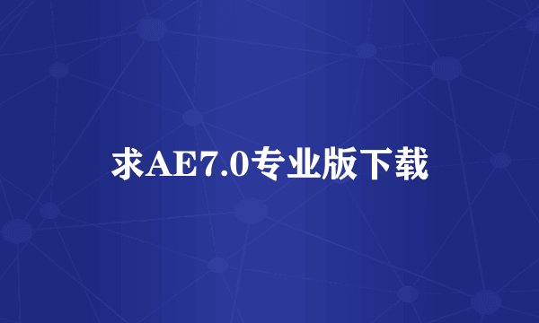 求AE7.0专业版下载