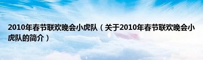 2010年春节联欢晚会小虎队(关于2010年春节联欢晚会小虎队的简介)