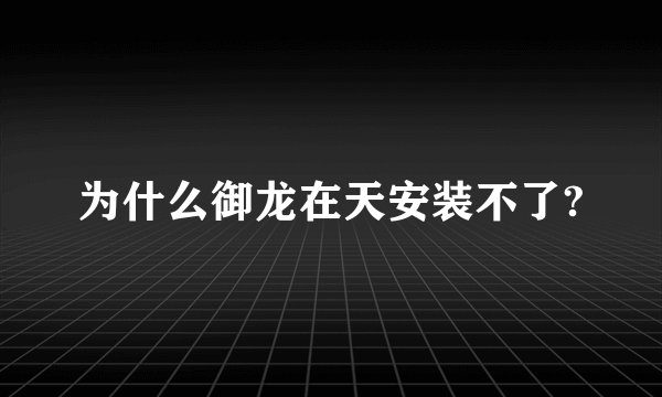 为什么御龙在天安装不了?