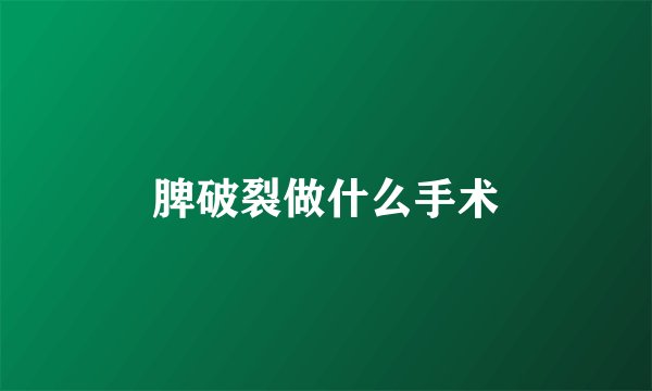 脾破裂做什么手术