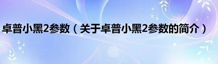 卓普小黑2参数(关于卓普小黑2参数的简介)