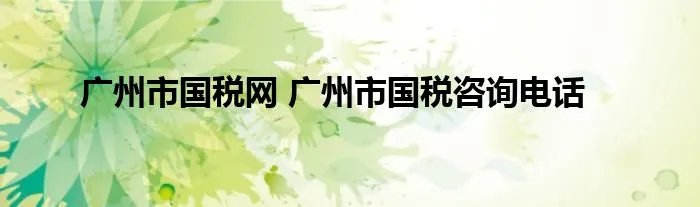 广州市国税网 广州市国税咨询电话
