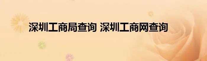 深圳工商局查询 深圳工商网查询