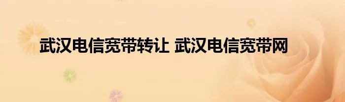 武汉电信宽带转让 武汉电信宽带网
