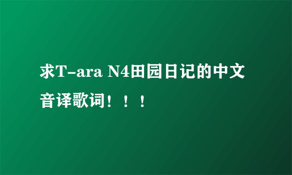 求T-ara N4田园日记的中文音译歌词!!!