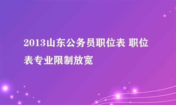 2013山东公务员职位表 职位表专业限制放宽