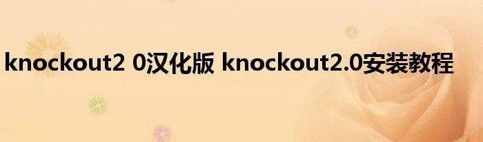 knockout2 0汉化版 knockout2.0安装教程