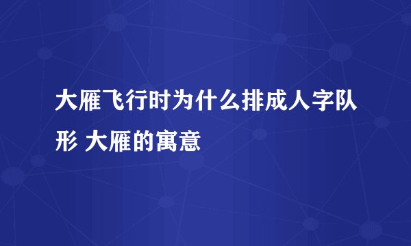 大雁飞行时为什么排成人字队形 大雁的寓意