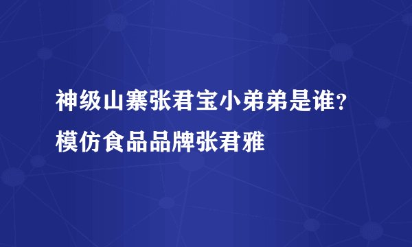 神级山寨张君宝小弟弟是谁？模仿食品品牌张君雅