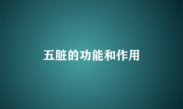 五脏的功能和作用