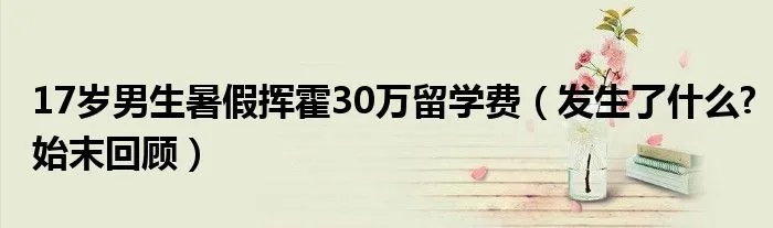 17岁男生暑假挥霍30万留学费(发生了什么?始末回顾)