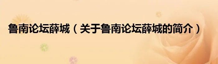 鲁南论坛薛城（关于鲁南论坛薛城的简介）