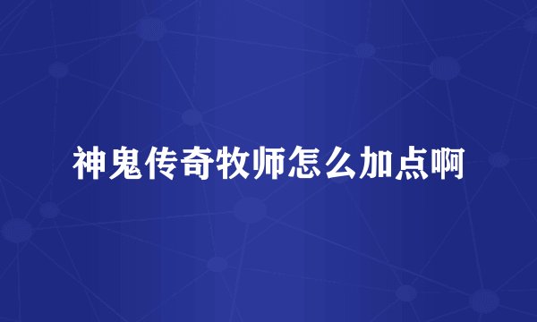 神鬼传奇牧师怎么加点啊