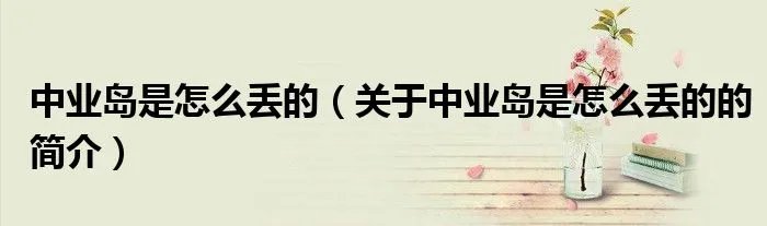 中业岛是怎么丢的（关于中业岛是怎么丢的的简介）