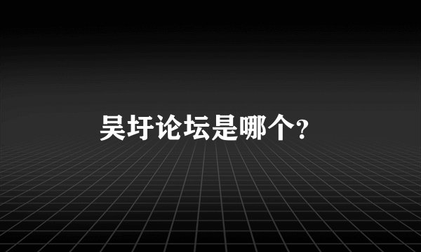 吴圩论坛是哪个？
