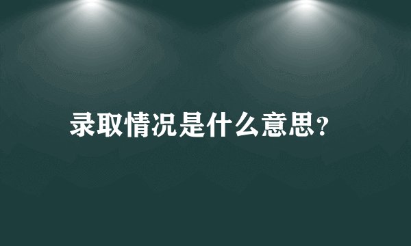 录取情况是什么意思？