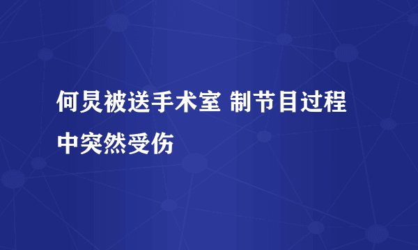 何炅被送手术室 制节目过程中突然受伤