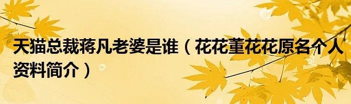 天猫总裁蒋凡老婆是谁（花花董花花原名个人资料简介）