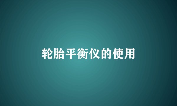 轮胎平衡仪的使用