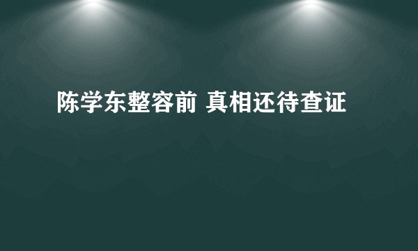 陈学东整容前 真相还待查证