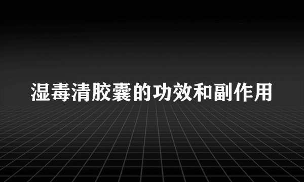 湿毒清胶囊的功效和副作用