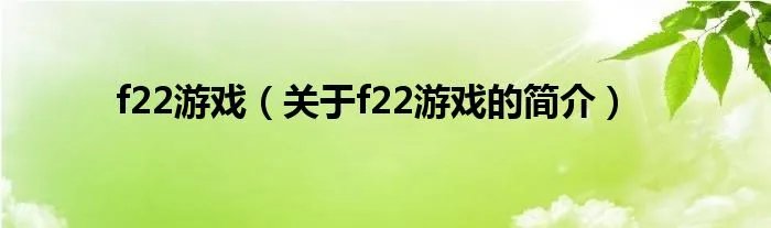 f22游戏(关于f22游戏的简介)