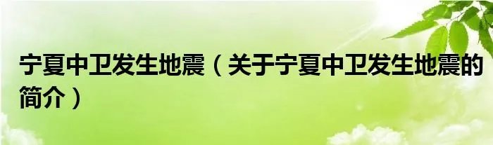 宁夏中卫发生地震（关于宁夏中卫发生地震的简介）