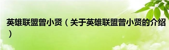 英雄联盟曾小贤（关于英雄联盟曾小贤的介绍）