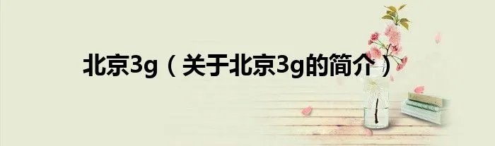 北京3g（关于北京3g的简介）