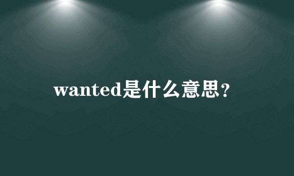 wanted是什么意思？