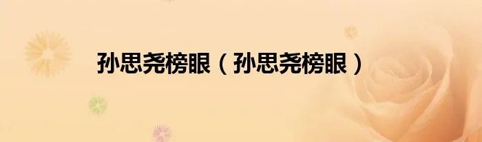 孙思尧榜眼（孙思尧榜眼）