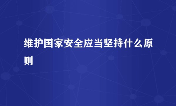 维护国家安全应当坚持什么原则
