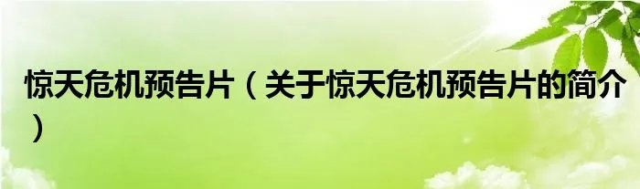 惊天危机预告片（关于惊天危机预告片的简介）