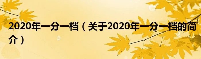 2020年一分一档(关于2020年一分一档的简介)