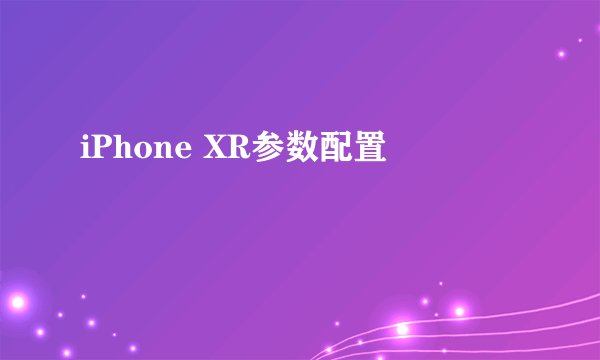 iPhone XR参数配置