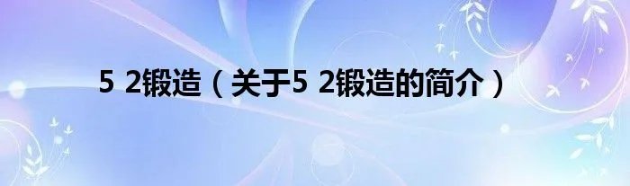5 2锻造（关于5 2锻造的简介）