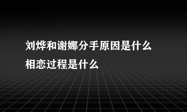刘烨和谢娜分手原因是什么 相恋过程是什么