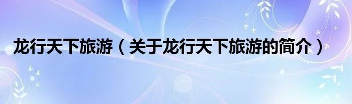 龙行天下旅游（关于龙行天下旅游的简介）