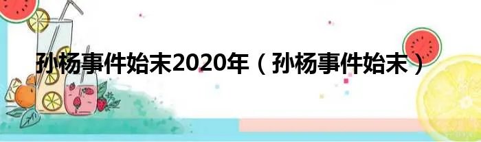 孙杨事件始末2020年（孙杨事件始末）