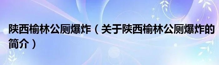 陕西榆林公厕爆炸（关于陕西榆林公厕爆炸的简介）