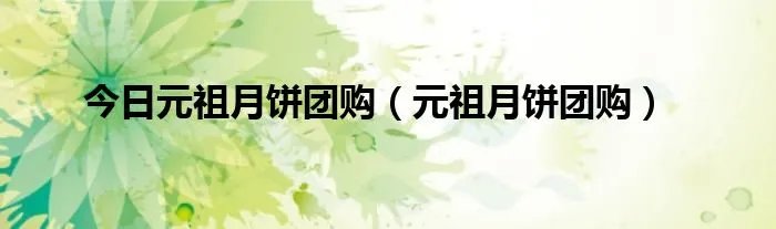 今日元祖月饼团购（元祖月饼团购）
