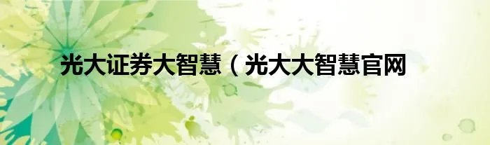 光大证券大智慧（光大大智慧官网