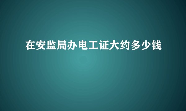 在安监局办电工证大约多少钱