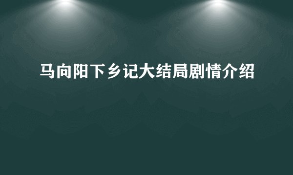 马向阳下乡记大结局剧情介绍