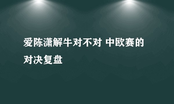 爱陈潇解牛对不对 中欧赛的对决复盘