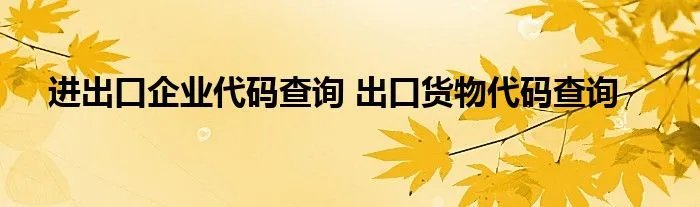 进出口企业代码查询 出口货物代码查询