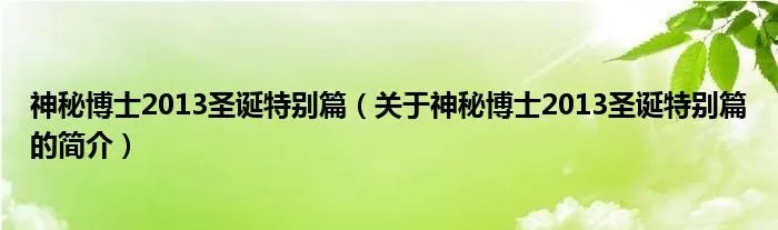神秘博士2013圣诞特别篇（关于神秘博士2013圣诞特别篇的简介）